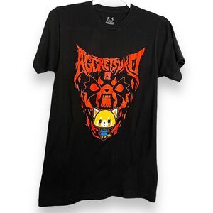 Aggretsuko Sanrio Hot Topic Graphic Print T-Shirt Unisex Small Black Anime Rage